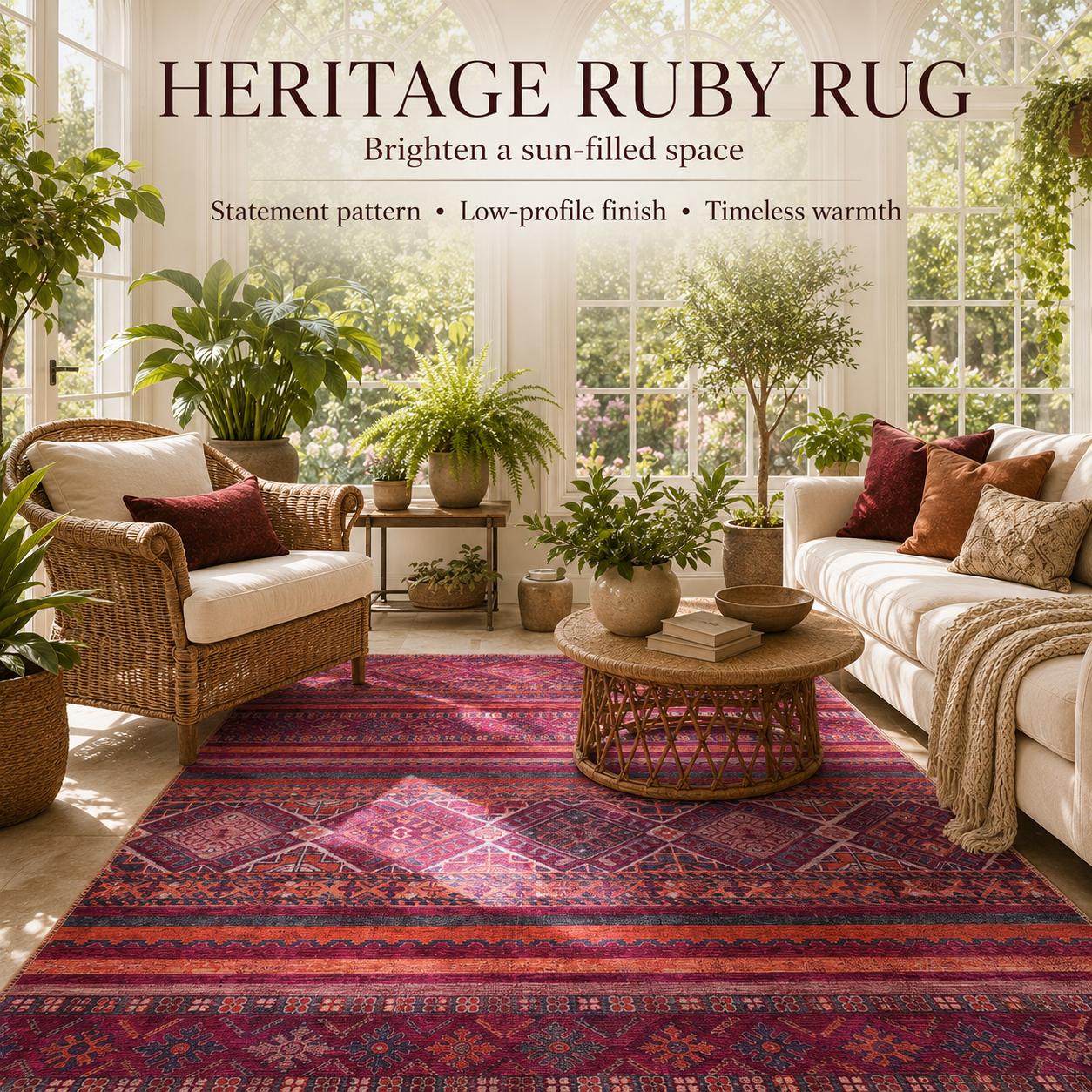 RW1322B washable chenille area rug, room scene