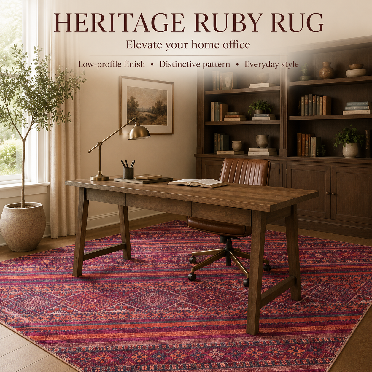RW1322B washable chenille area rug, room scene