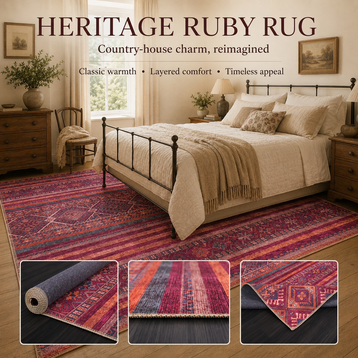 RW1322B washable chenille area rug, room scene