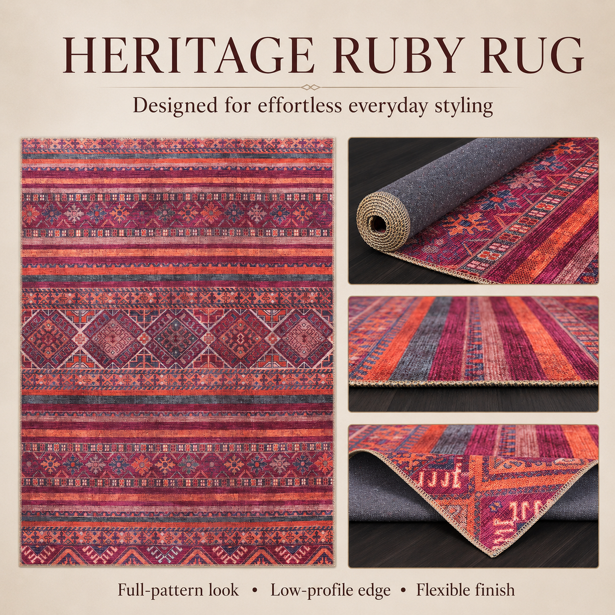 RW1322B washable chenille area rug, room scene