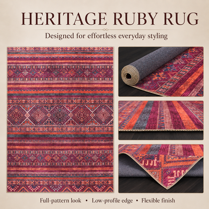 RW1322B washable chenille area rug, room scene