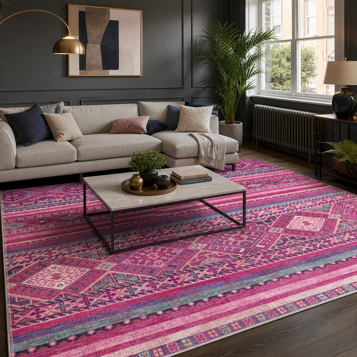 RW1322C washable chenille rug texture and pattern detail