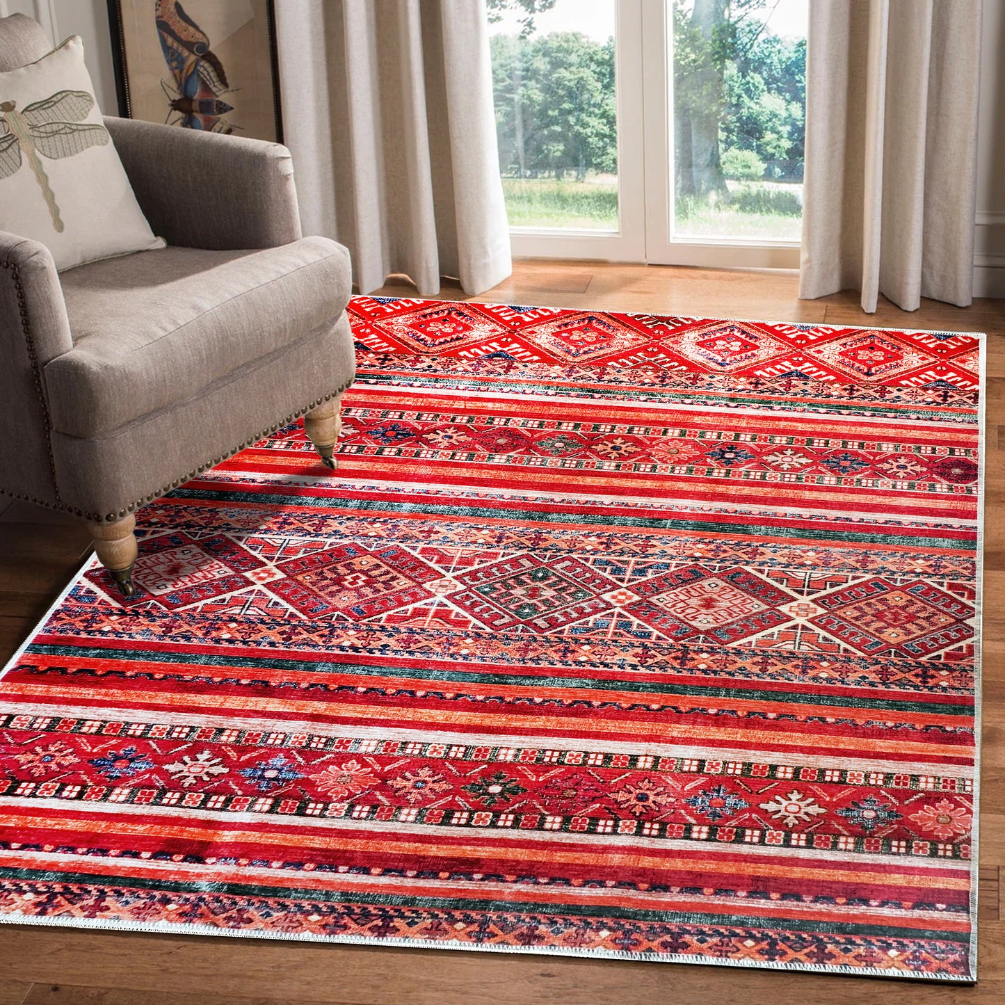 RW1322K washable chenille rug texture and pattern detail