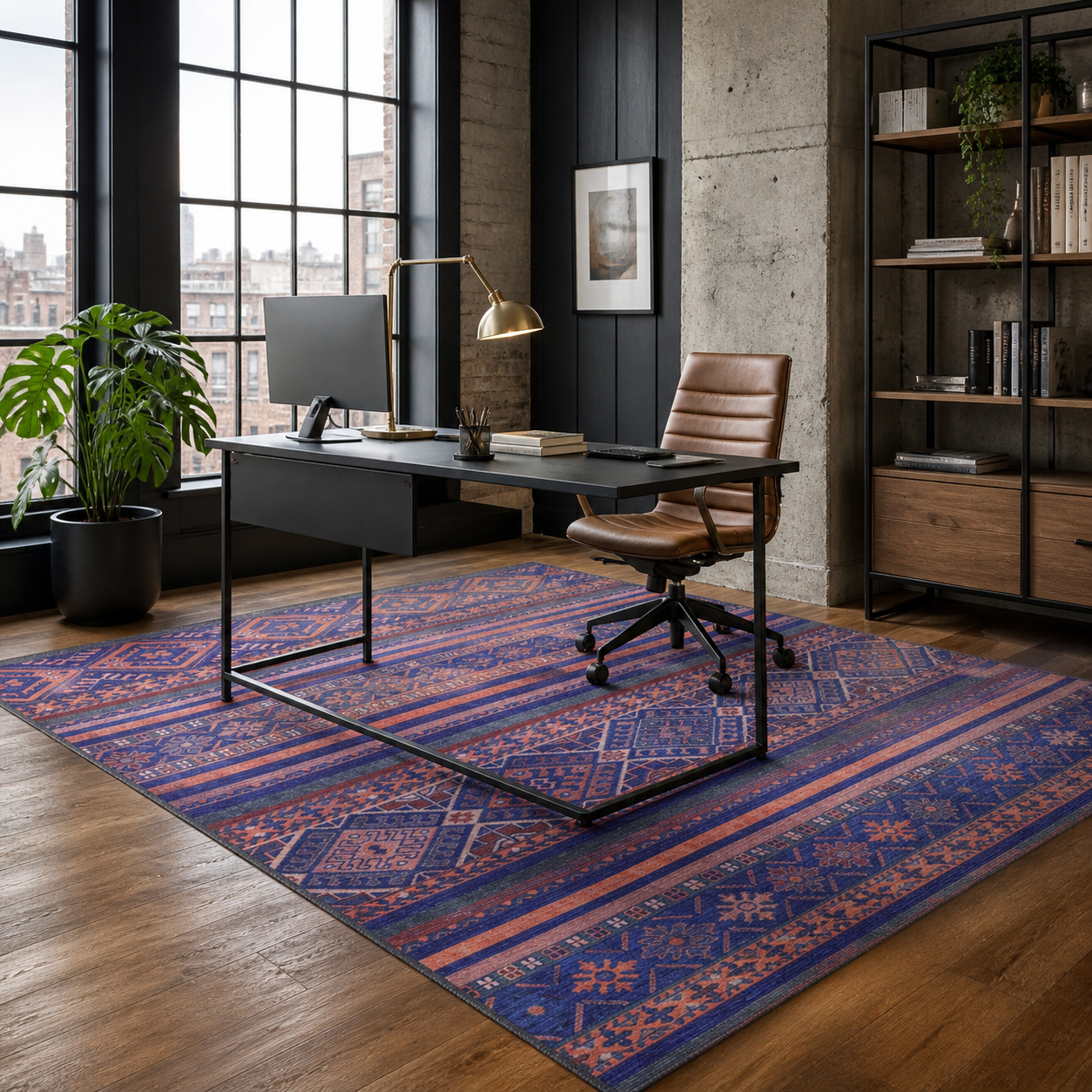 RW1322M washable chenille area rug, room scene