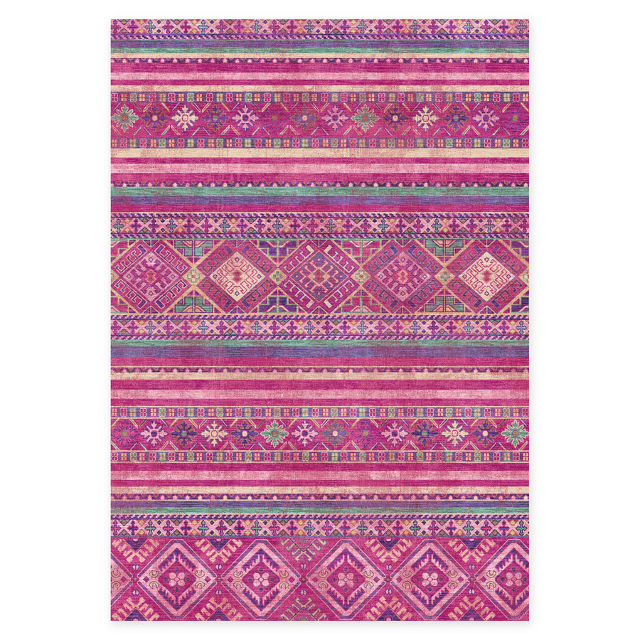 Quiet Floral Soft Pink Bohemian Washable Rug