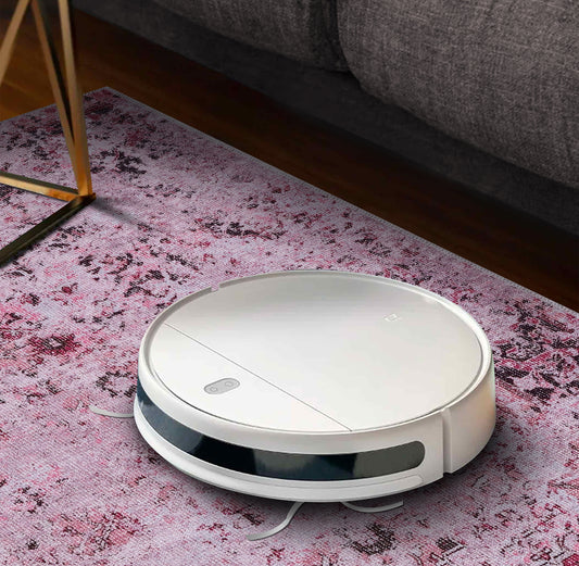 RW1339 washable chenille area rug, robot vacuum