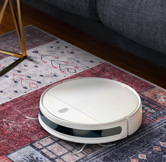 RW1339 washable chenille area rug, robot vacuum