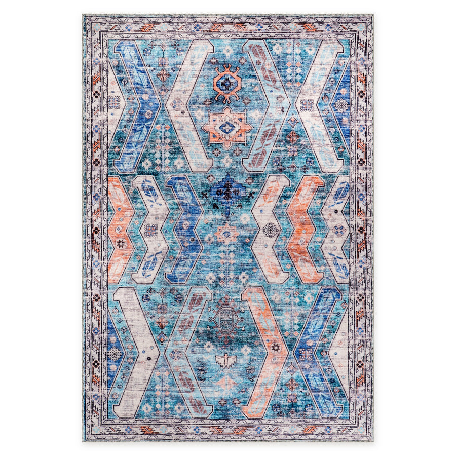 Loomed Geometry Warm White Heritage Washable Rug