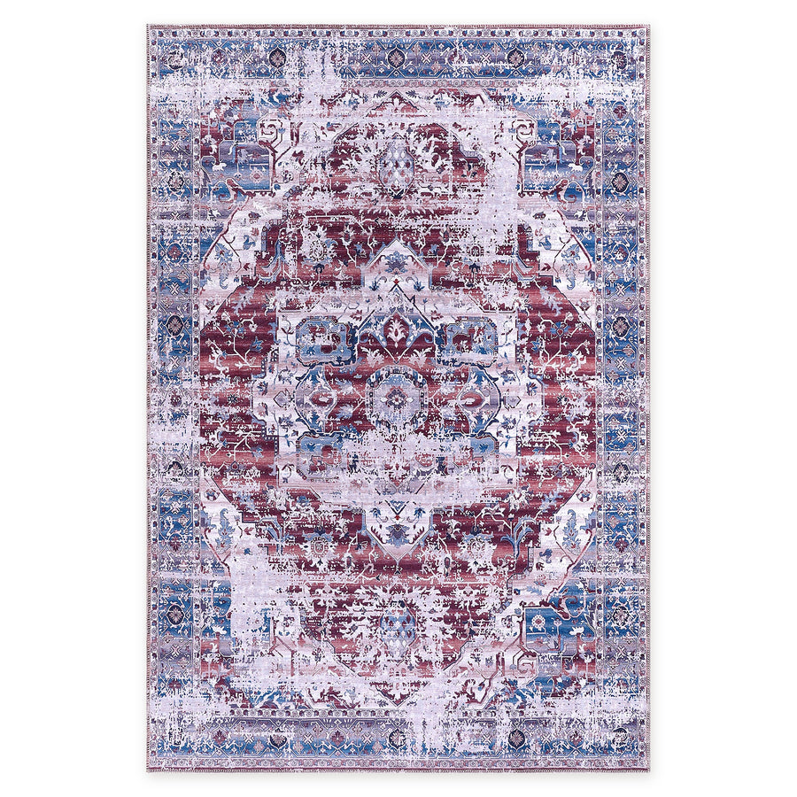 Graphic Patina Mauve Grey Vintage Washable Rug
