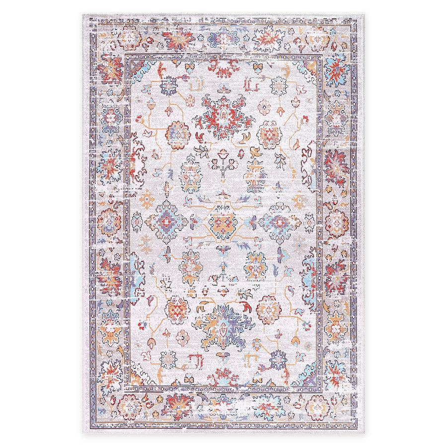 Century Floral Off White Washable Rug