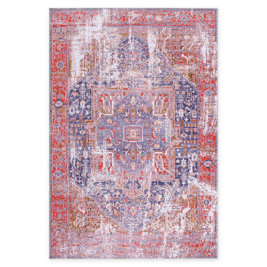 Studio Linework Burgundy Traditional Washable Rug