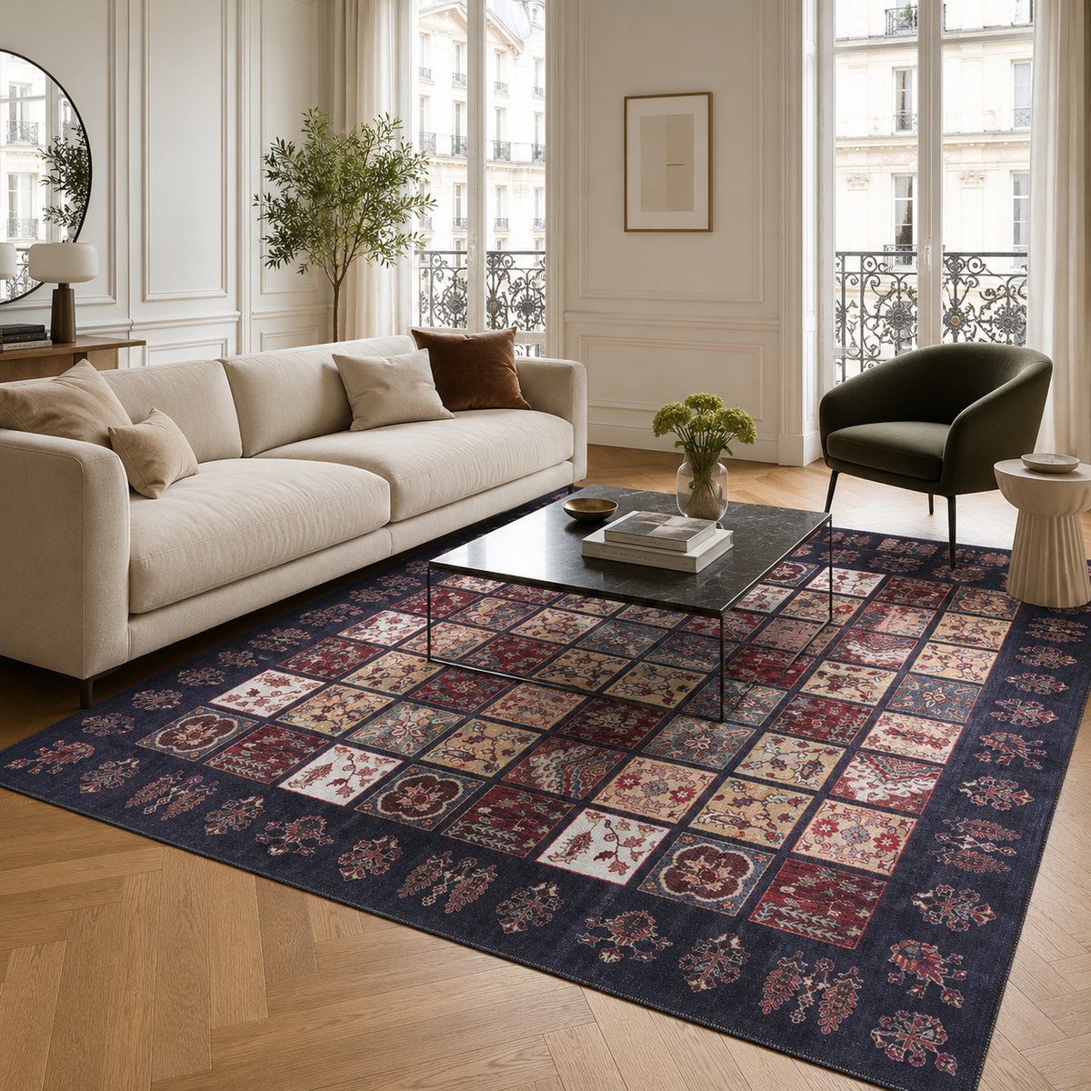 Crafted Heritage Burgundy Washable Rug — room photo 11
