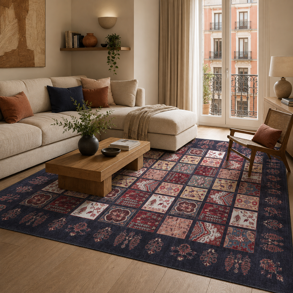 Crafted Heritage Burgundy Washable Rug — room photo 15
