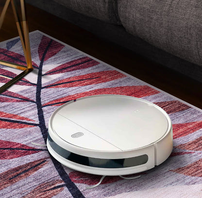 RW3001 washable chenille area rug, robot vacuum