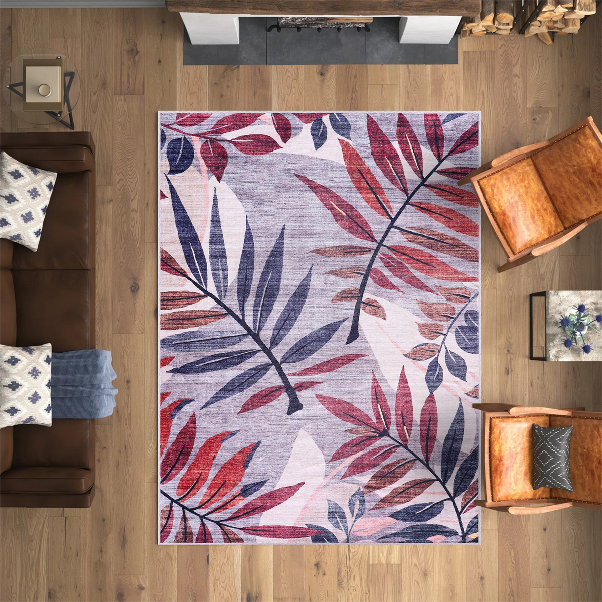 Premier Floral Soft White Washable Rug — room photo 25