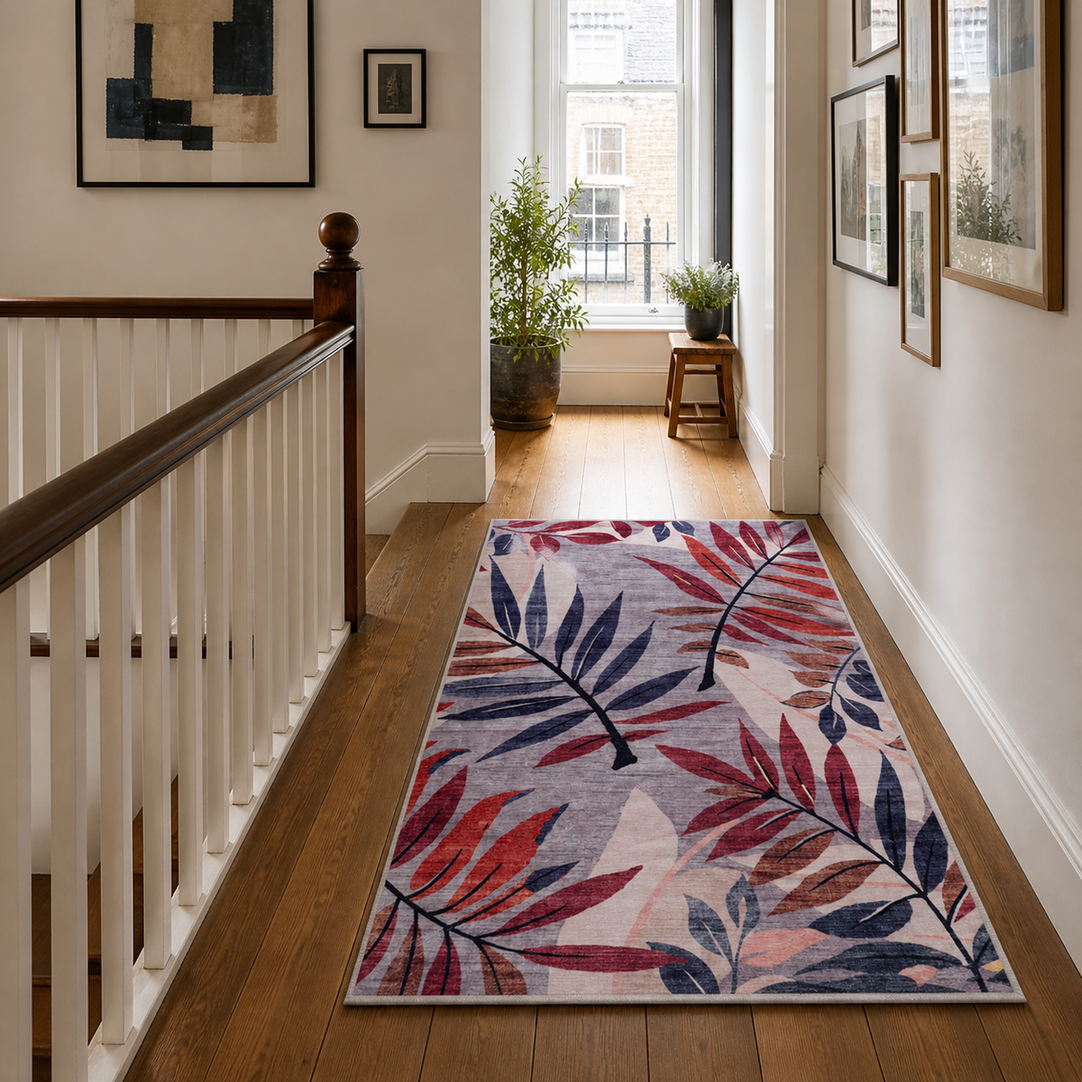 Premier Floral Soft White Washable Rug — room photo 11