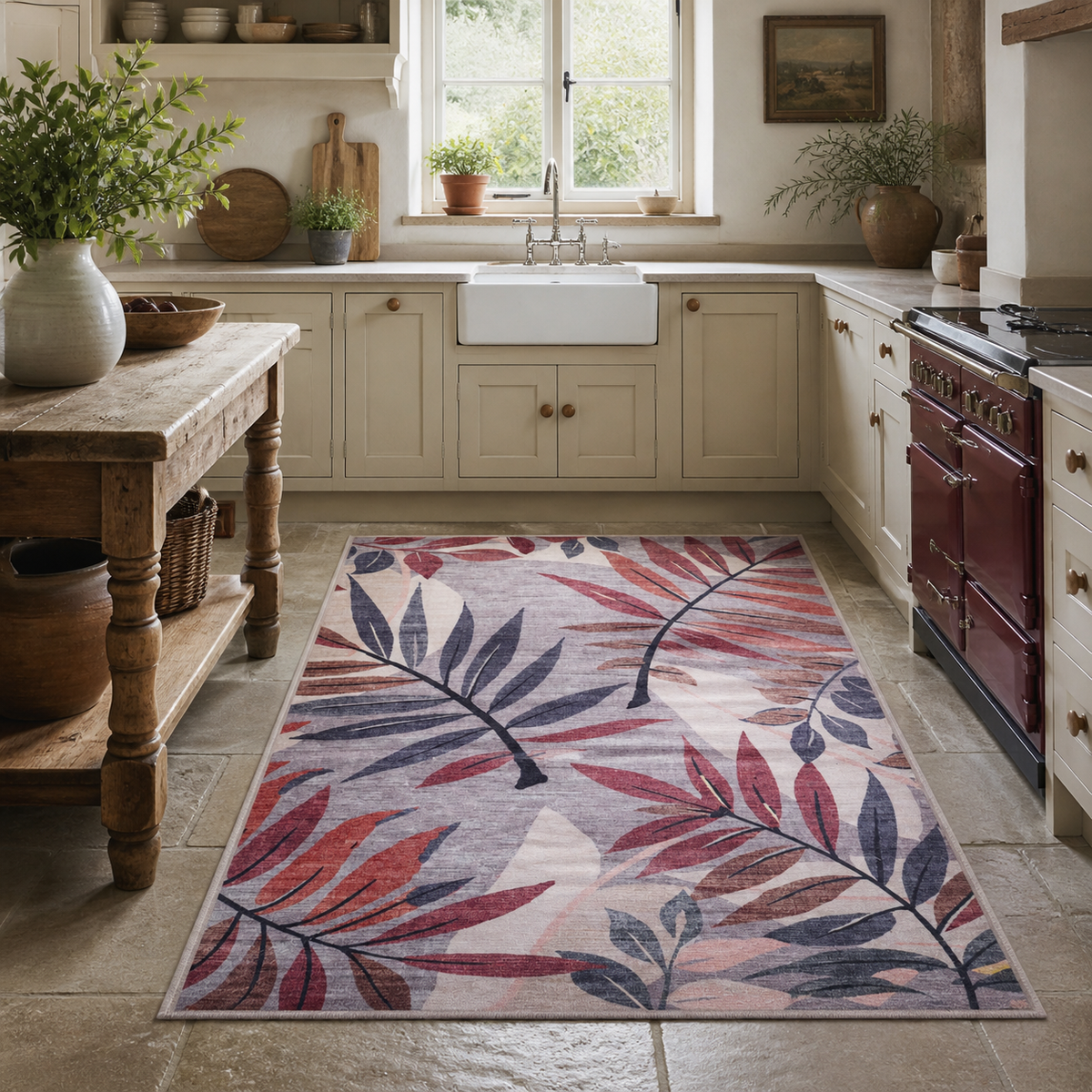 Premier Floral Soft White Washable Rug — room photo 17