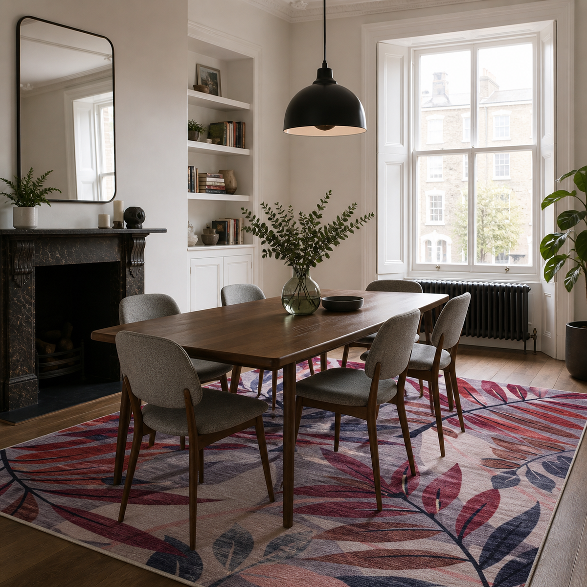 Premier Floral Soft White Washable Rug — room photo 12