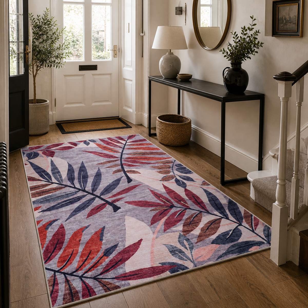 Premier Floral Soft White Washable Rug — room photo 5
