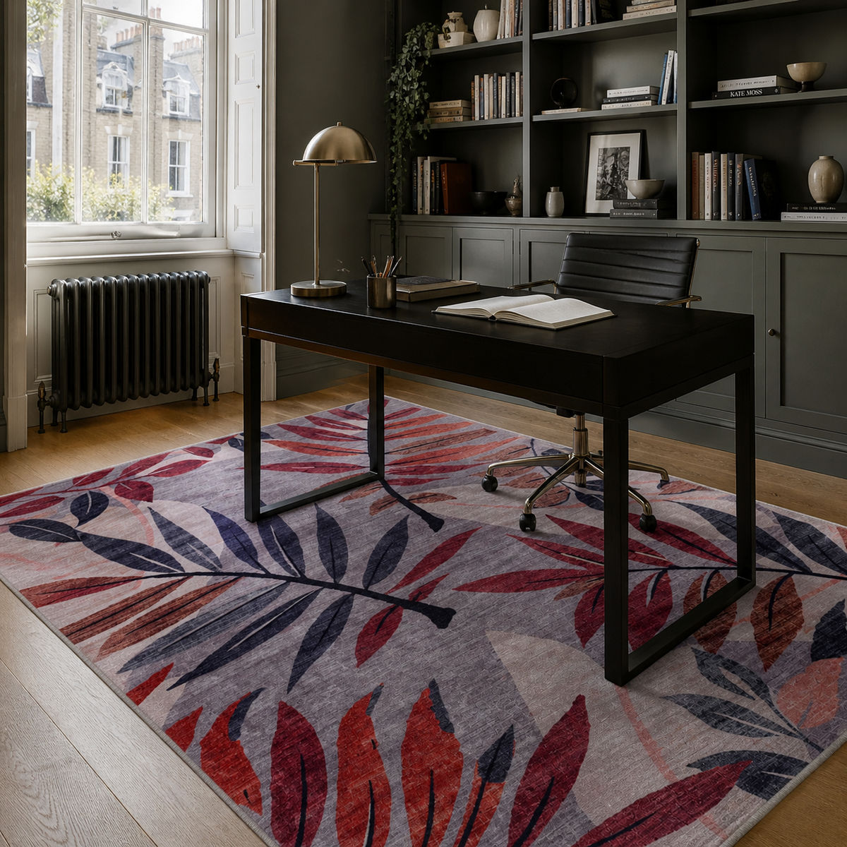 Premier Floral Soft White Washable Rug — room photo 13