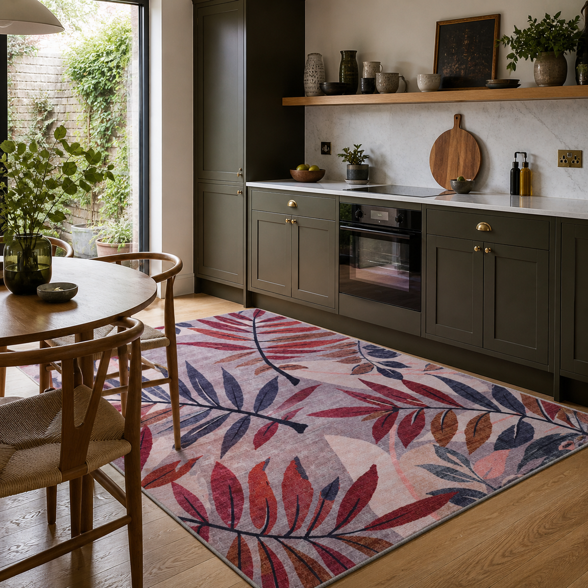 Premier Floral Soft White Washable Rug — room photo 18