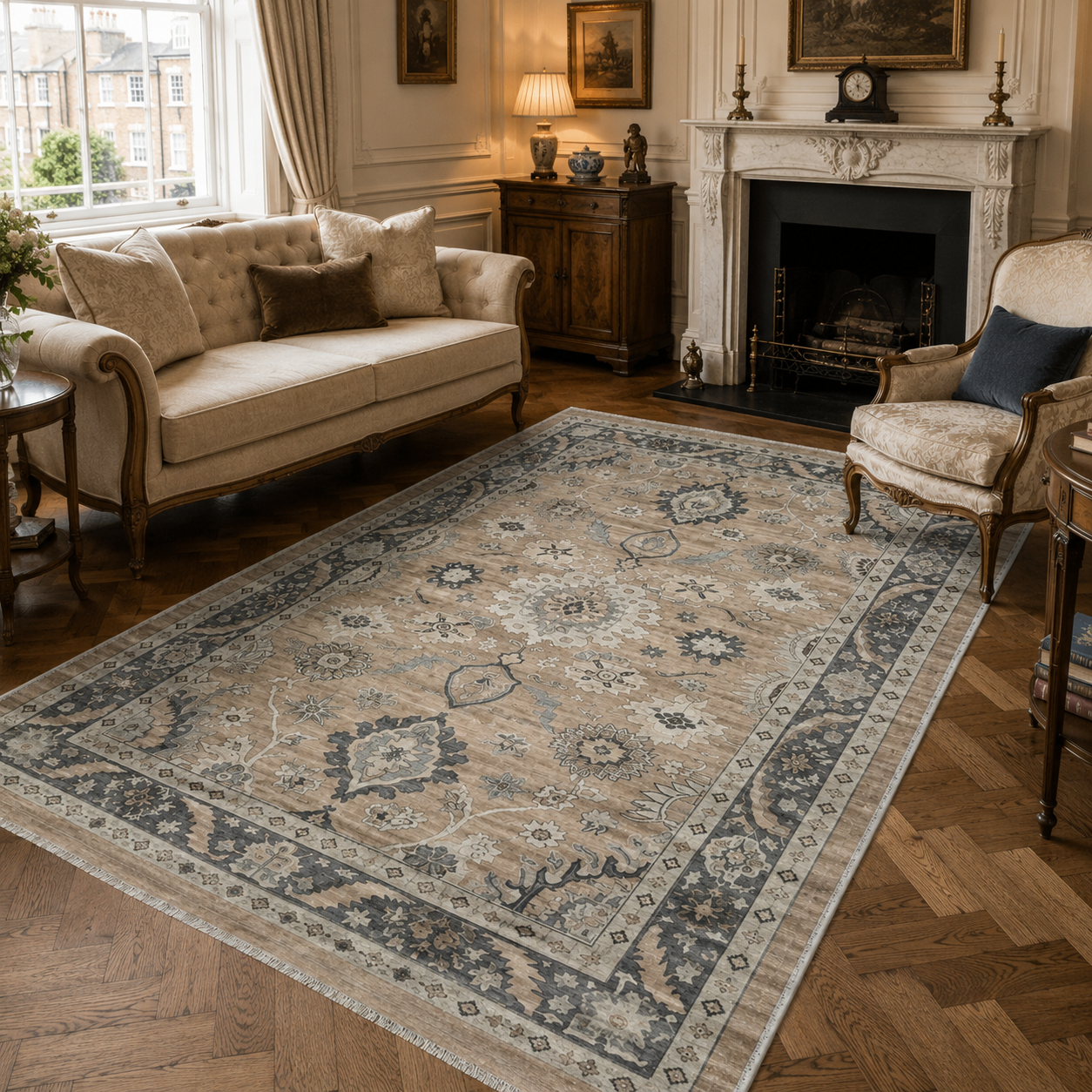 RW302601 washable chenille area rug, room scene