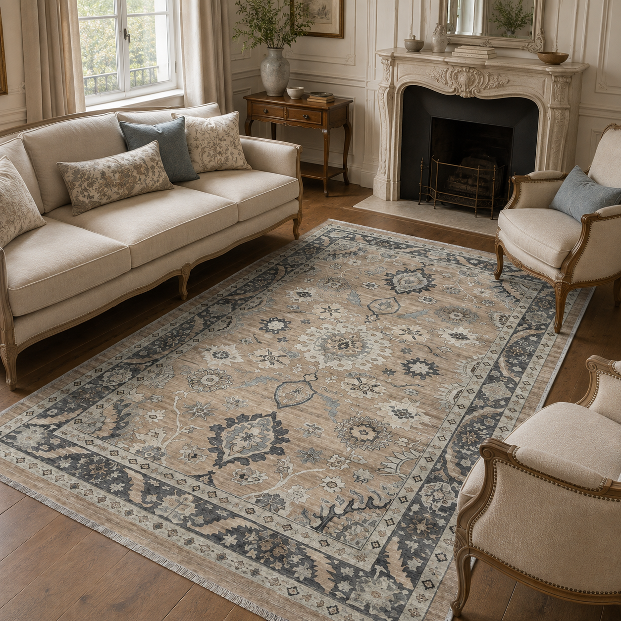 RW302601 washable chenille area rug, room scene