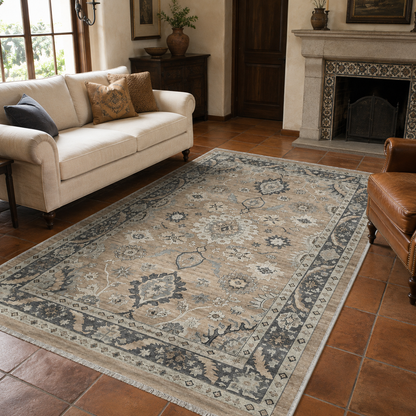 RW302601 washable chenille area rug, room scene