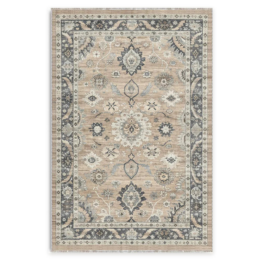 Wandering Lattice Silver Grey Traditional Washable Rug