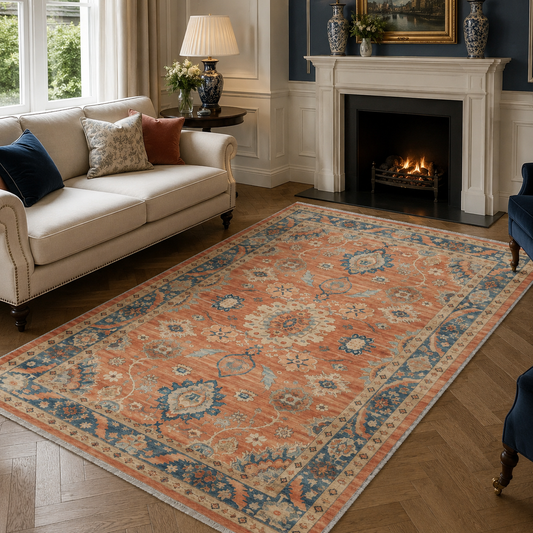 RW302602 washable chenille area rug, room scene
