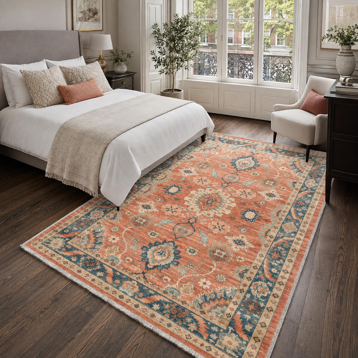 RW302602 washable chenille area rug, room scene