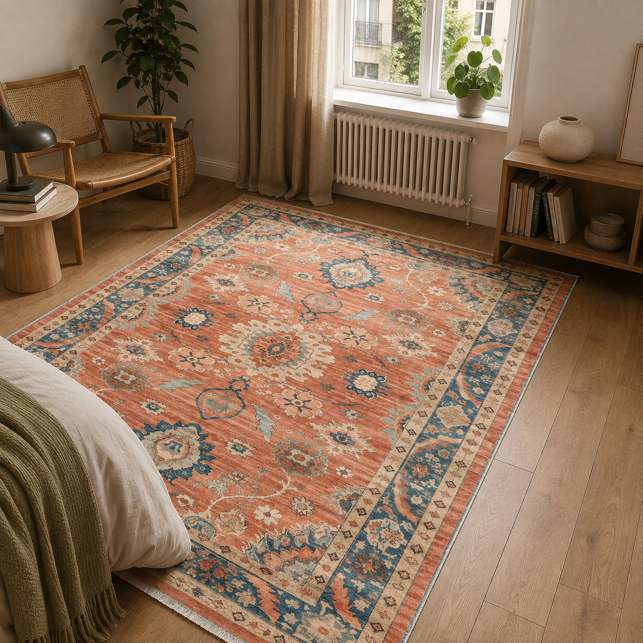 RW302602 washable chenille area rug, room scene
