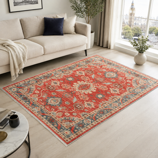 RW302603 washable chenille area rug, room scene