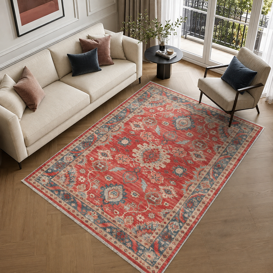 RW302603 washable chenille area rug, room scene