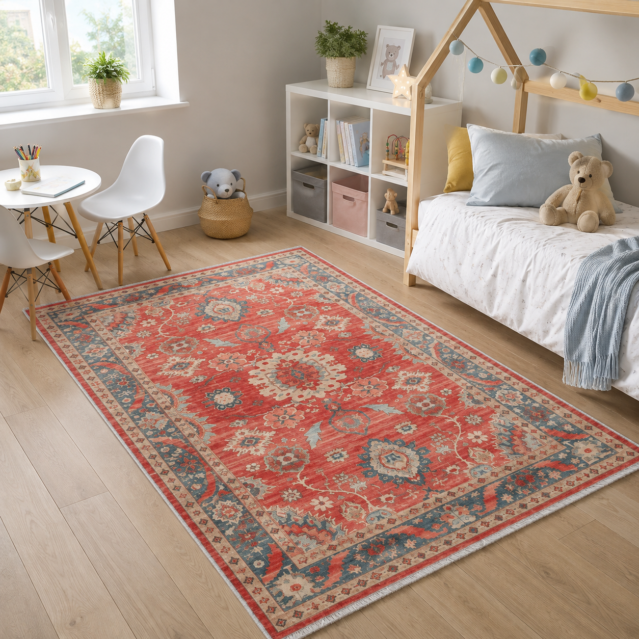 RW302603 washable chenille area rug, room scene