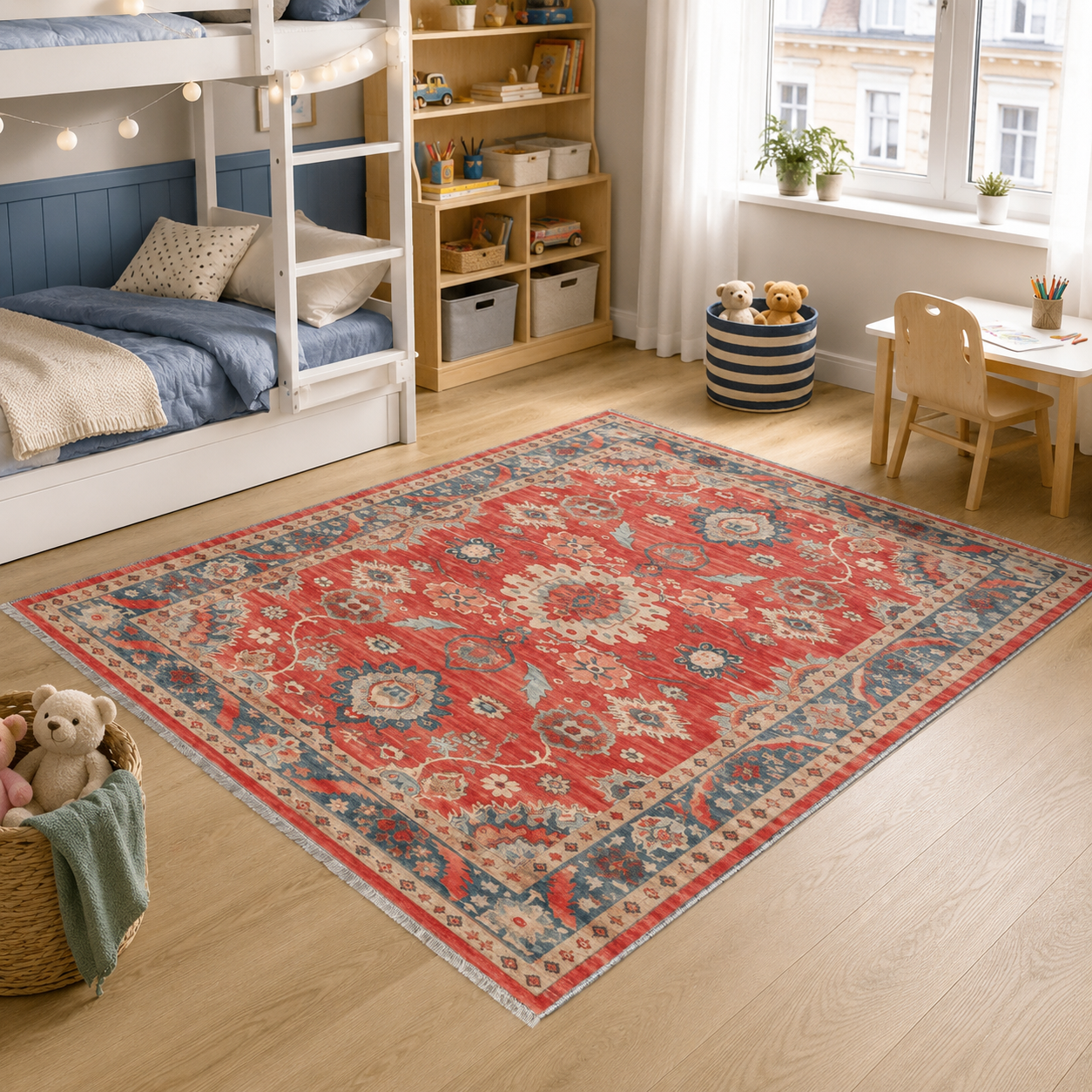 RW302603 washable chenille area rug, room scene