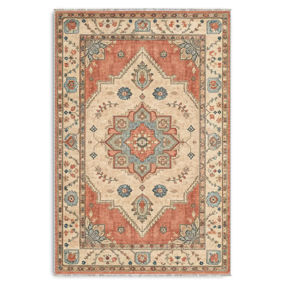 RW302701 washable chenille area rug viewed from above
