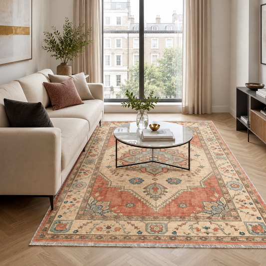 RW302701 washable chenille area rug, room scene