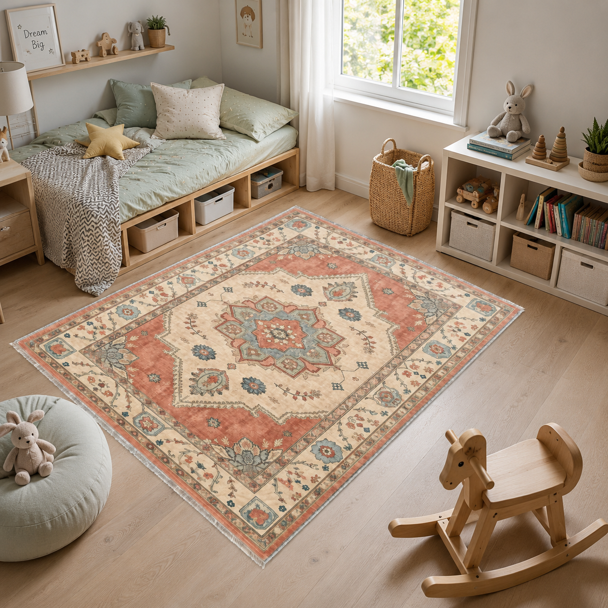 RW302701 washable chenille area rug, room scene