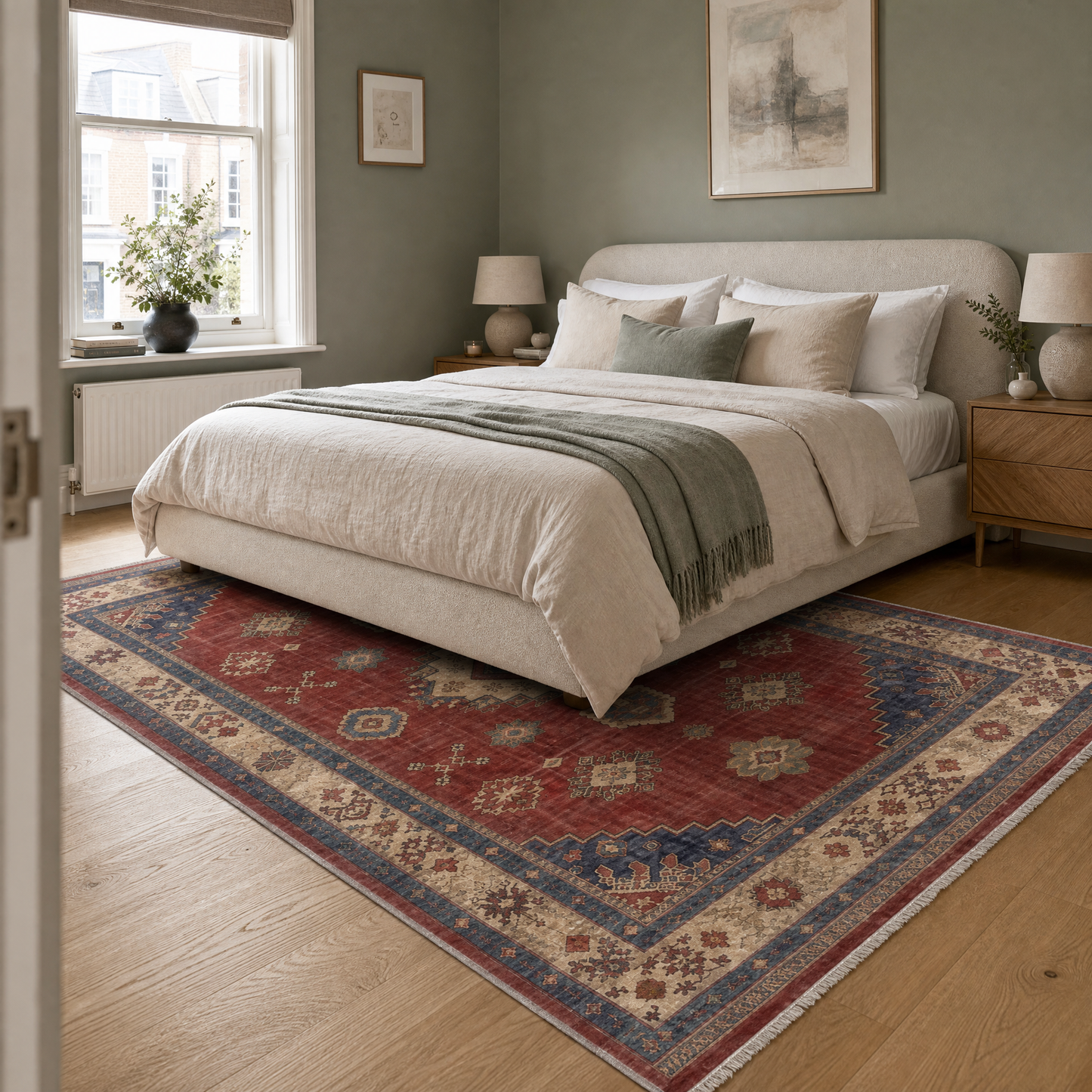 RW3028 washable area rug in a modern bedroom
