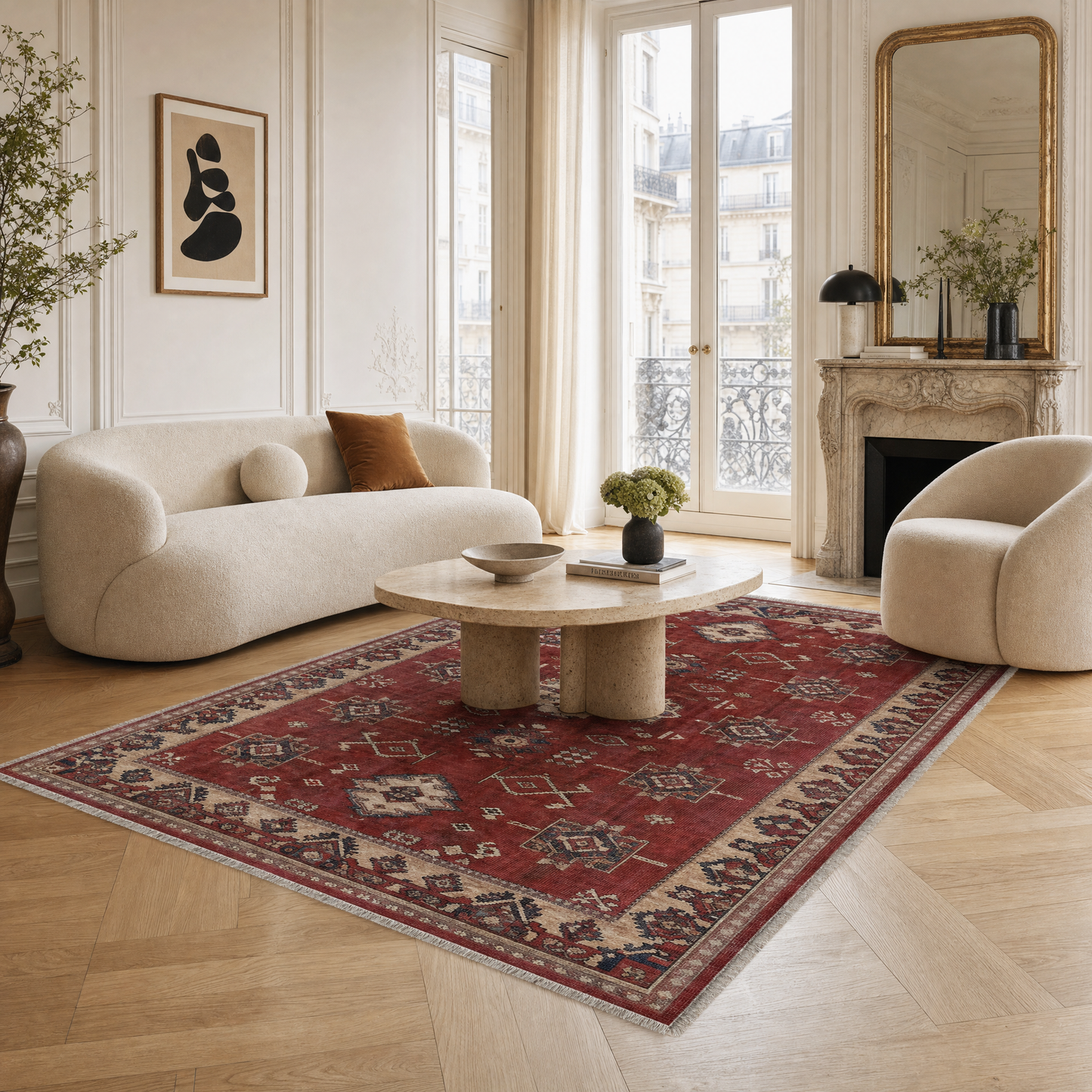 RW3029 washable chenille area rug in a modern living room