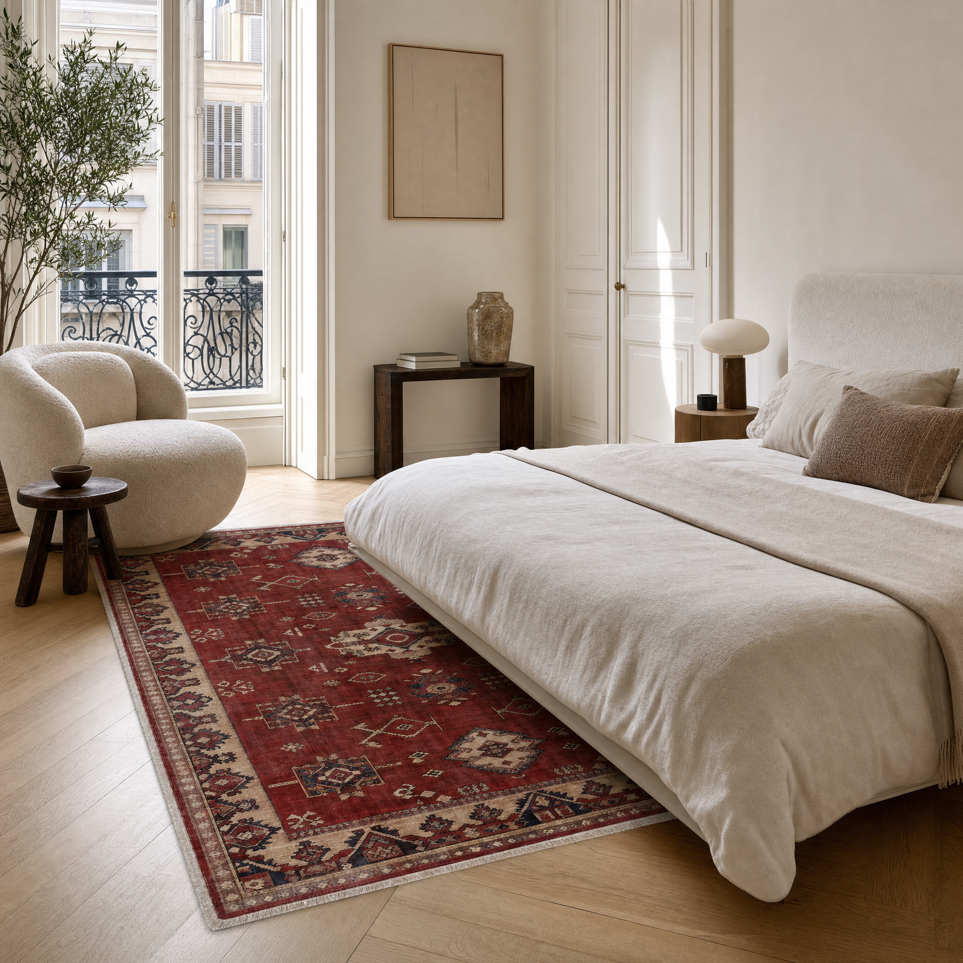 RW3029 washable area rug in a modern bedroom