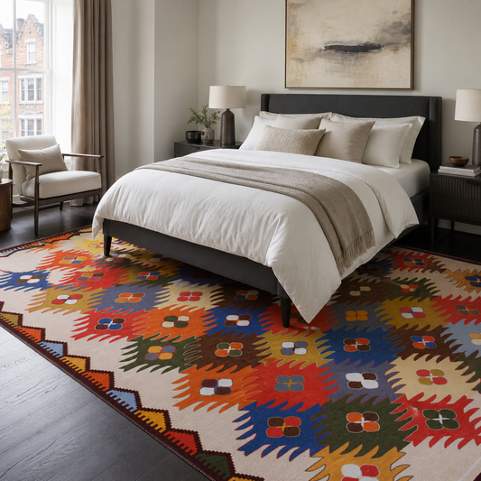 RW303 washable chenille area rug, room scene