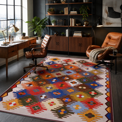 RW303 washable chenille area rug, room scene