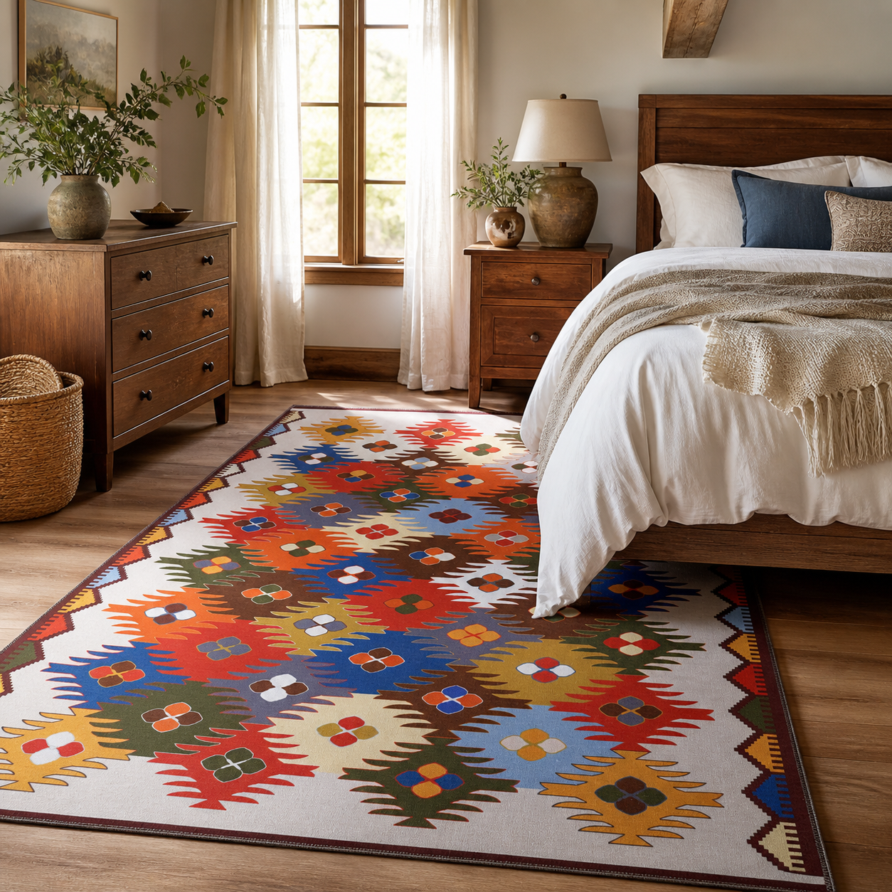 RW303 washable chenille area rug, room scene