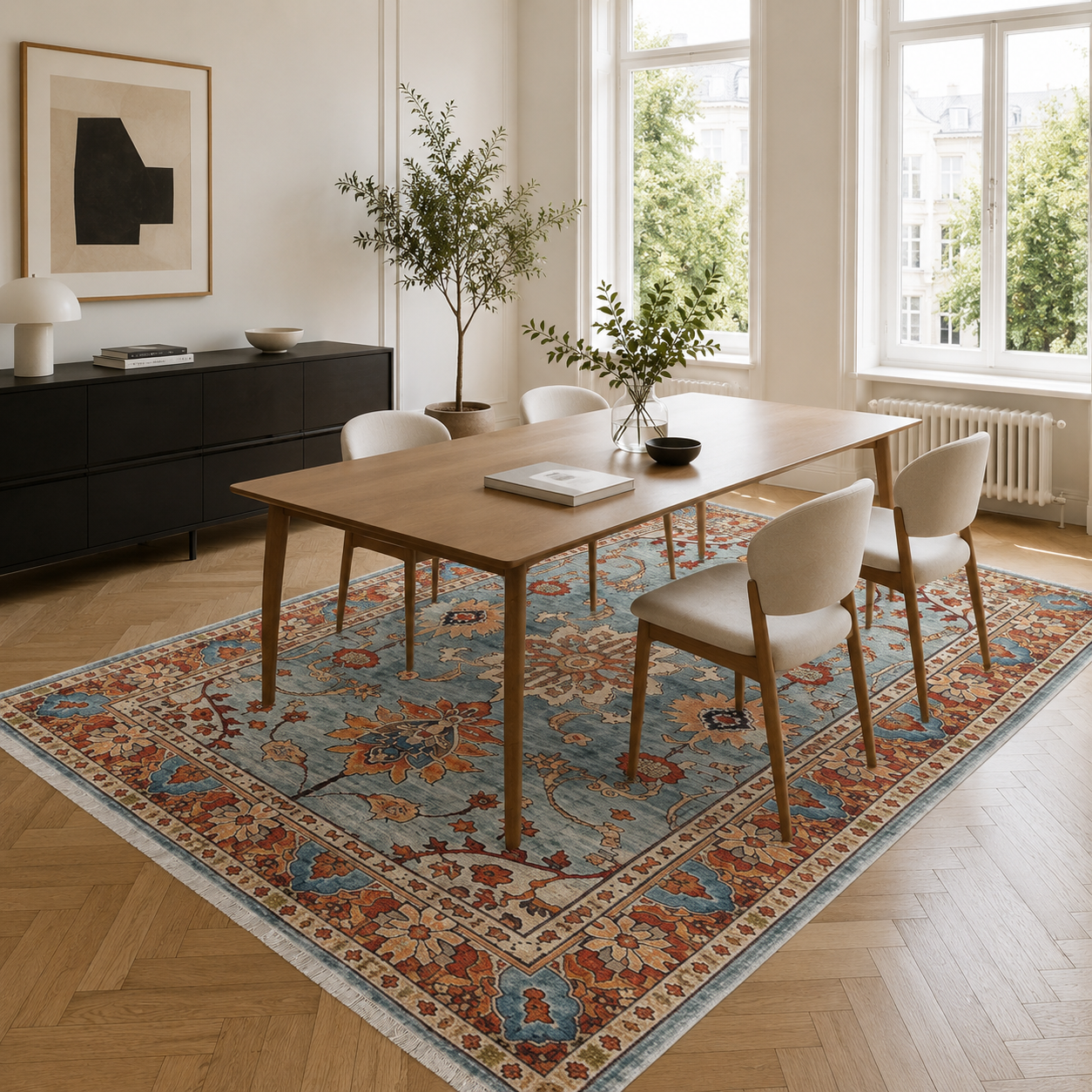 RW3030 washable chenille area rug, room scene