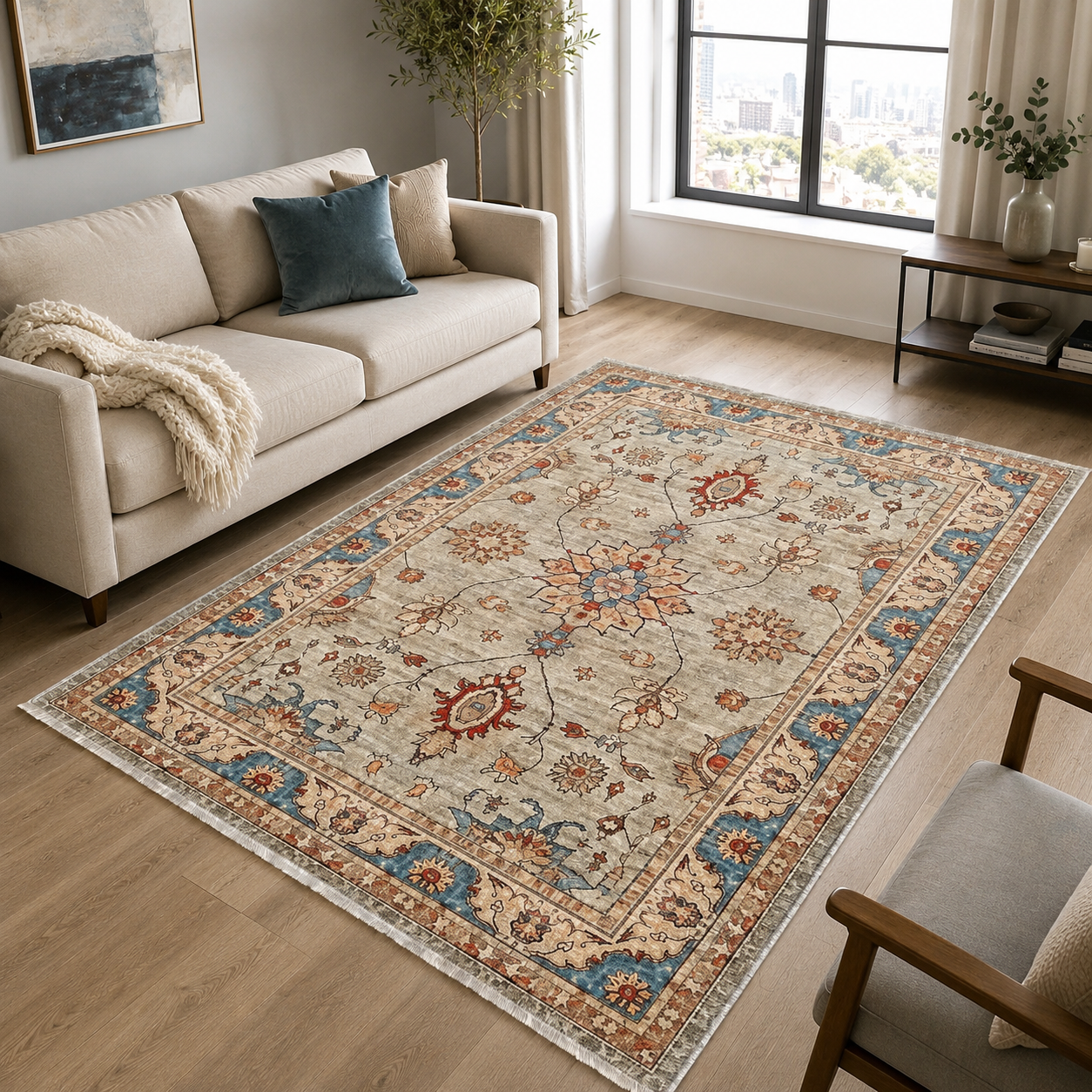 RW3031 washable chenille area rug, room scene