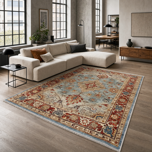RW3032 washable chenille area rug in a modern living room