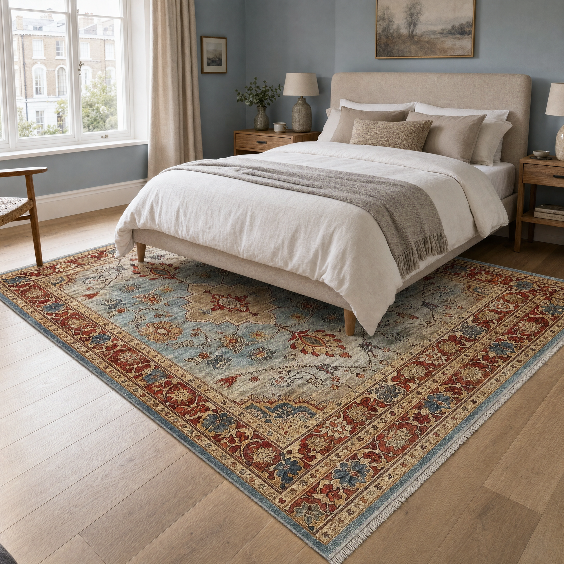 RW3032 washable area rug in a modern bedroom
