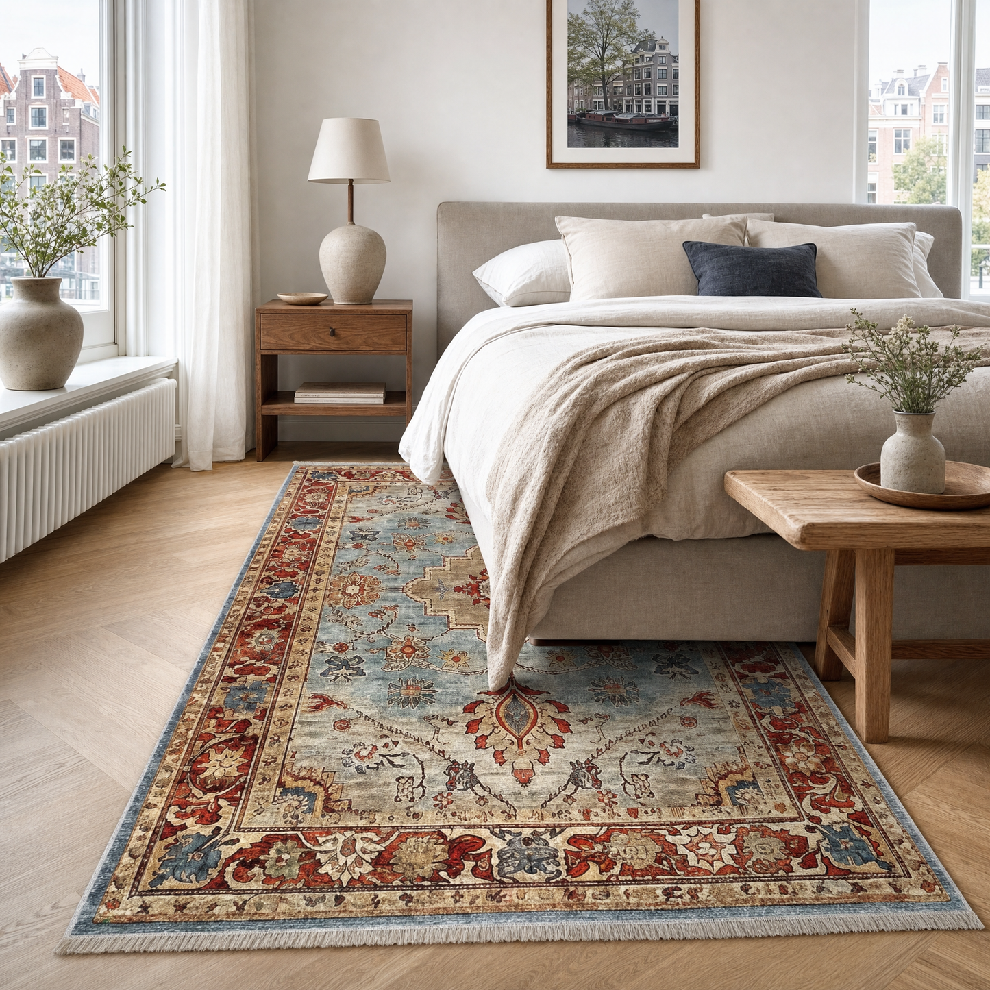 RW3032 washable area rug in a modern bedroom